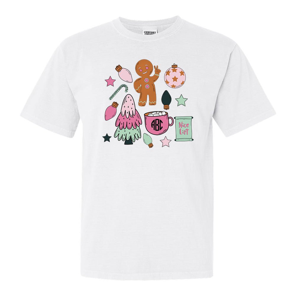 Monogrammed 'Christmas Doodles' T-Shirt - United Monograms