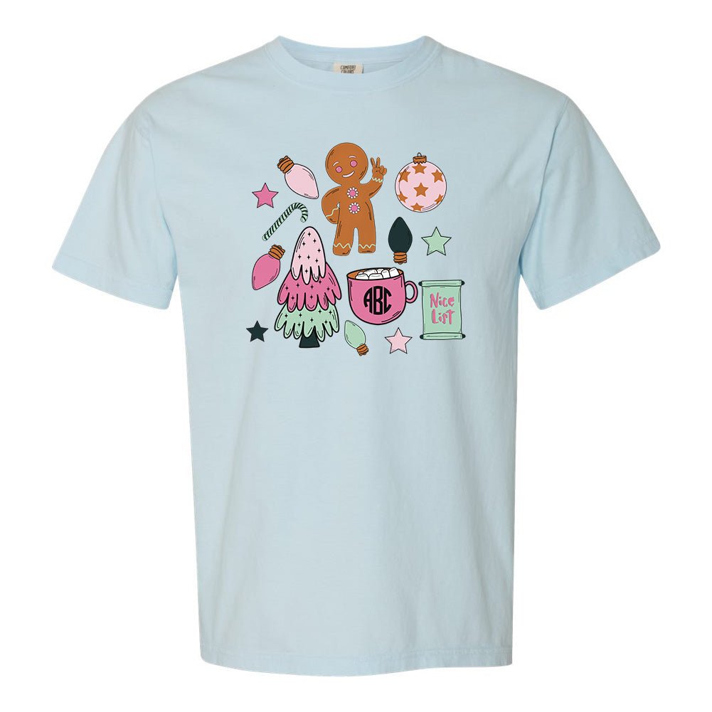 Monogrammed 'Christmas Doodles' T-Shirt - United Monograms