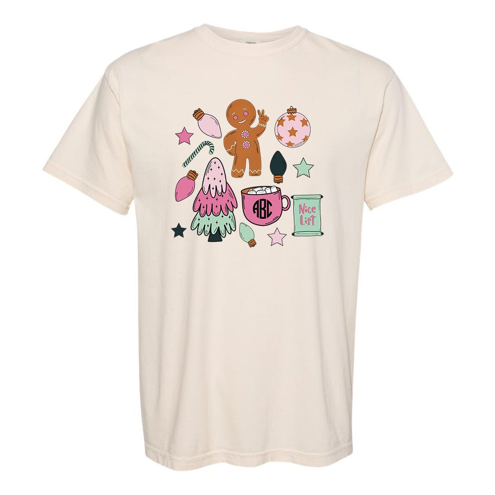 Monogrammed 'Christmas Doodles' T-Shirt - United Monograms