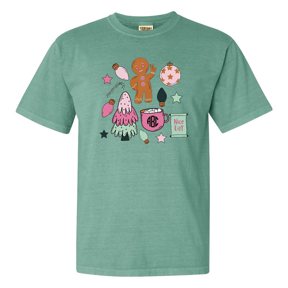 Monogrammed 'Christmas Doodles' T-Shirt - United Monograms