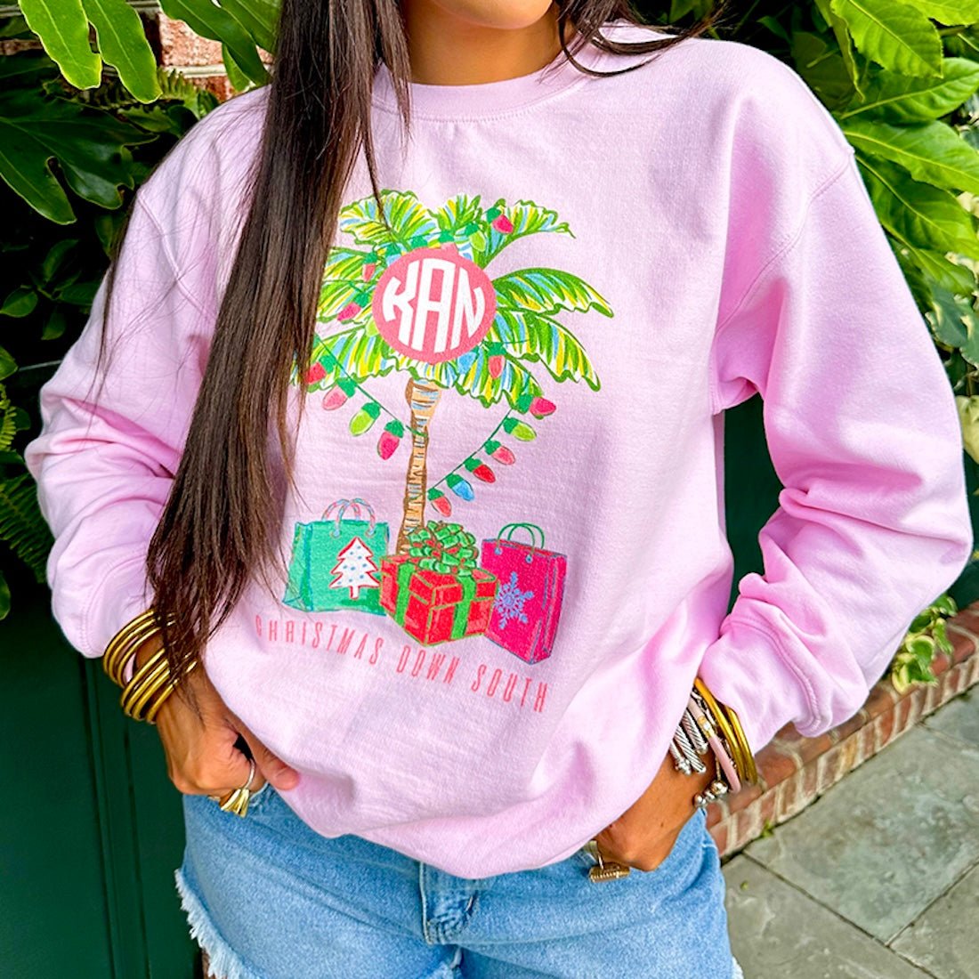 Monogrammed 'Christmas Down South' Crewneck Sweatshirt - United Monograms