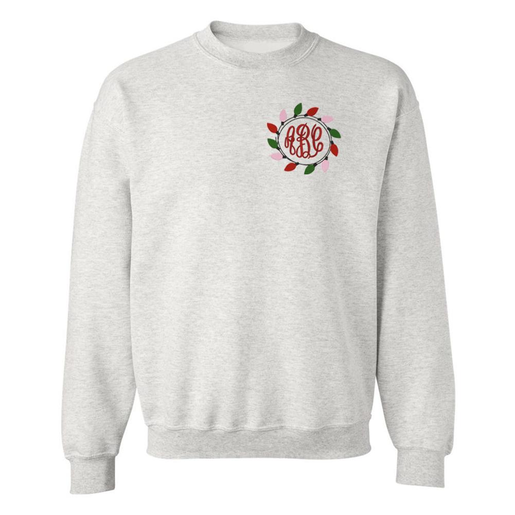 Monogrammed Christmas Lights Crewneck Sweatshirt - United Monograms