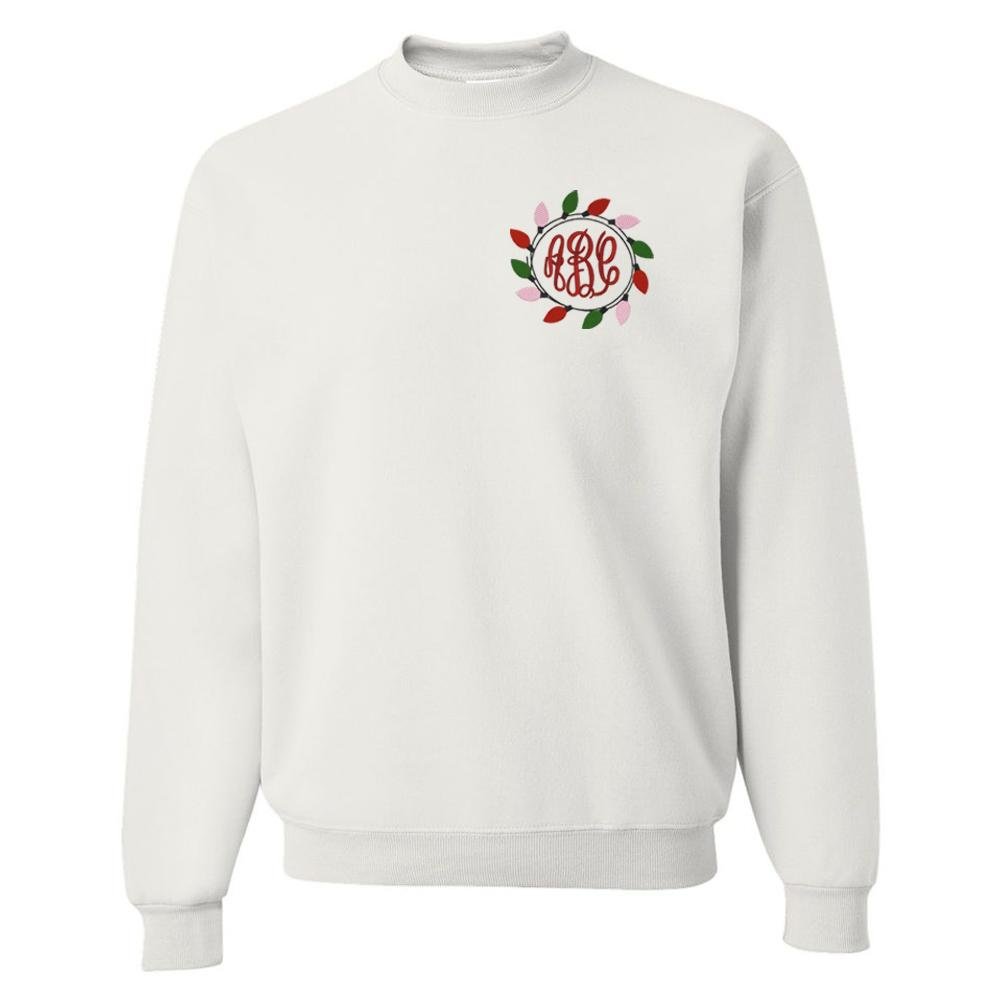 Monogrammed Christmas Lights Crewneck Sweatshirt - United Monograms