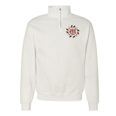 Monogrammed Christmas Lights Quarter Zip Sweatshirt - United Monograms