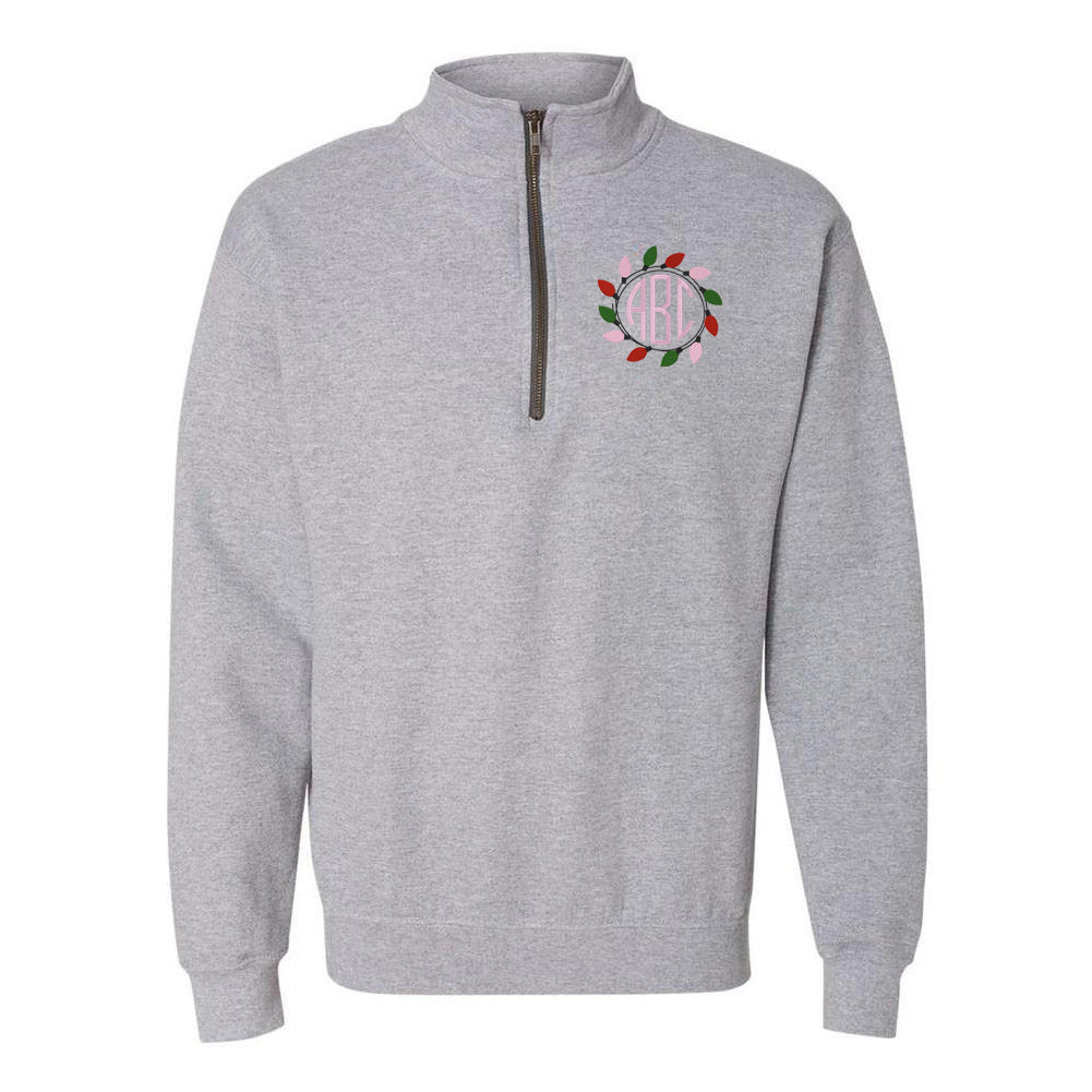 Monogrammed Christmas Lights Quarter Zip Sweatshirt - United Monograms