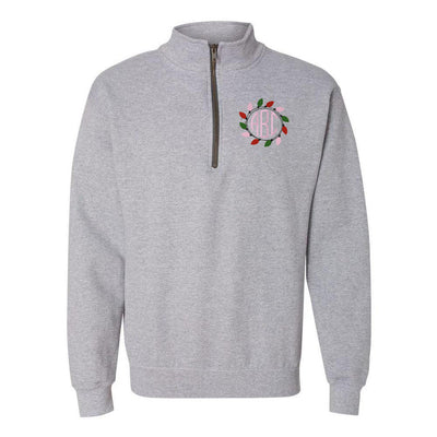 Monogrammed Christmas Lights Quarter Zip Sweatshirt - United Monograms