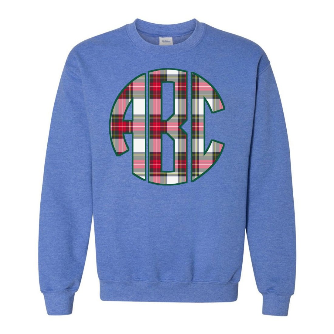 Monogrammed 'Christmas Plaid' Big Print Crewneck Sweatshirt - United Monograms