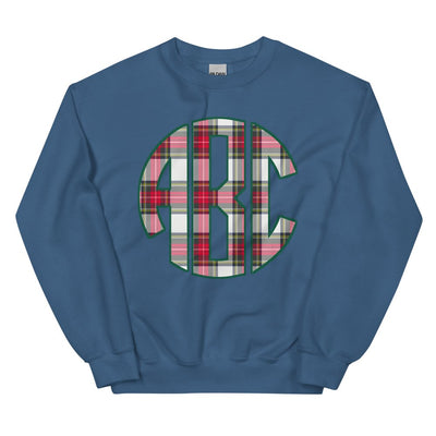 Monogrammed 'Christmas Plaid' Big Print Crewneck Sweatshirt - United Monograms