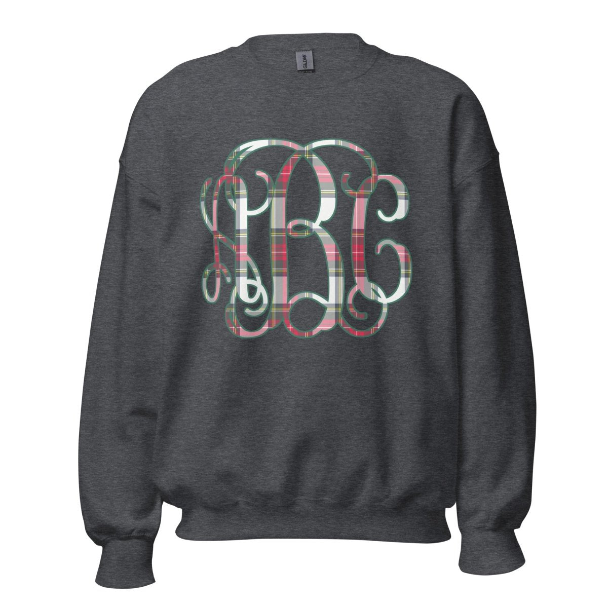Monogrammed 'Christmas Plaid' Big Print Crewneck Sweatshirt - United Monograms