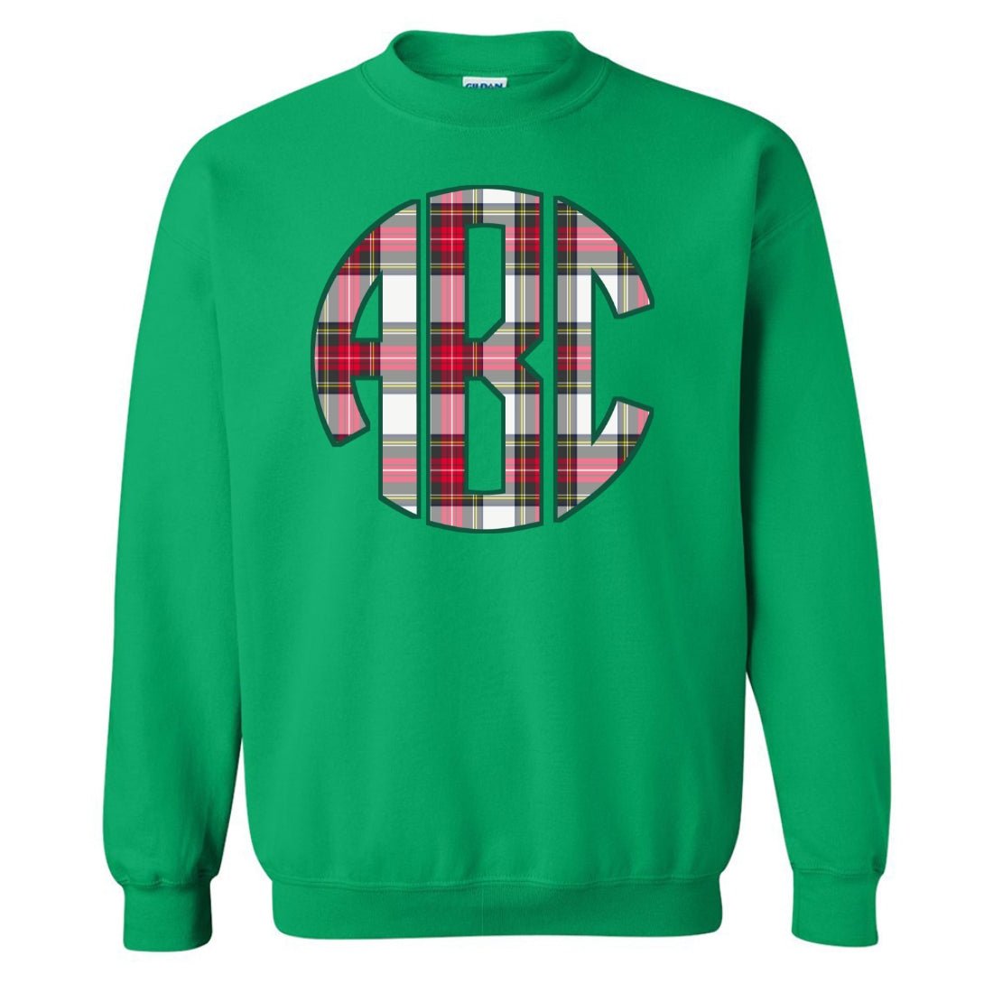 Monogrammed 'Christmas Plaid' Big Print Crewneck Sweatshirt - United Monograms