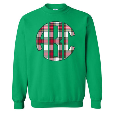 Monogrammed 'Christmas Plaid' Big Print Crewneck Sweatshirt - United Monograms