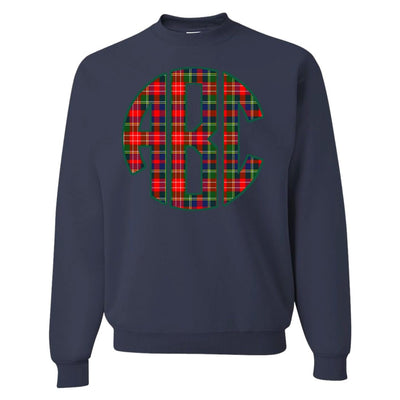 Monogrammed 'Christmas Plaid' Big Print Crewneck Sweatshirt - United Monograms