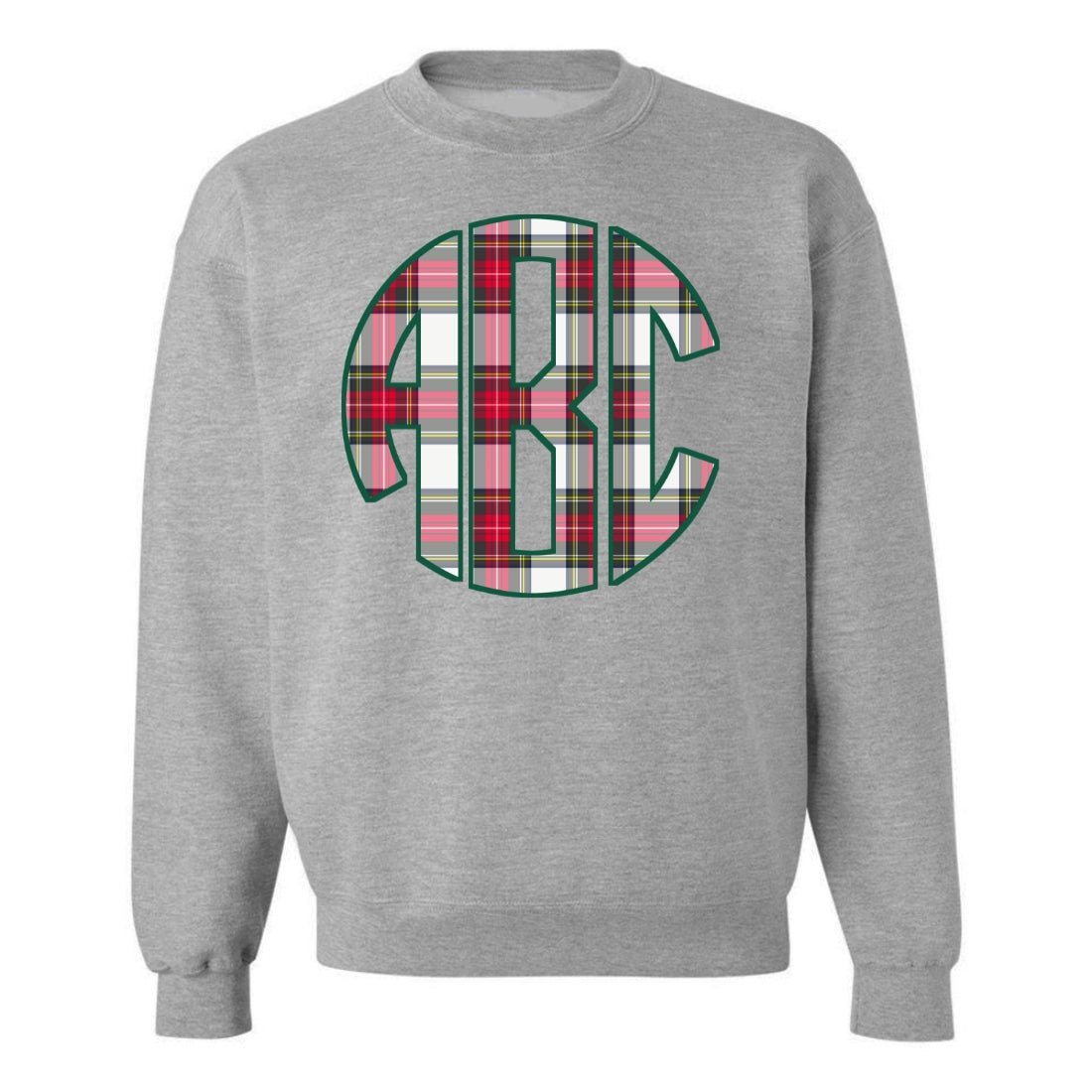 Monogrammed 'Christmas Plaid' Big Print Crewneck Sweatshirt - United Monograms