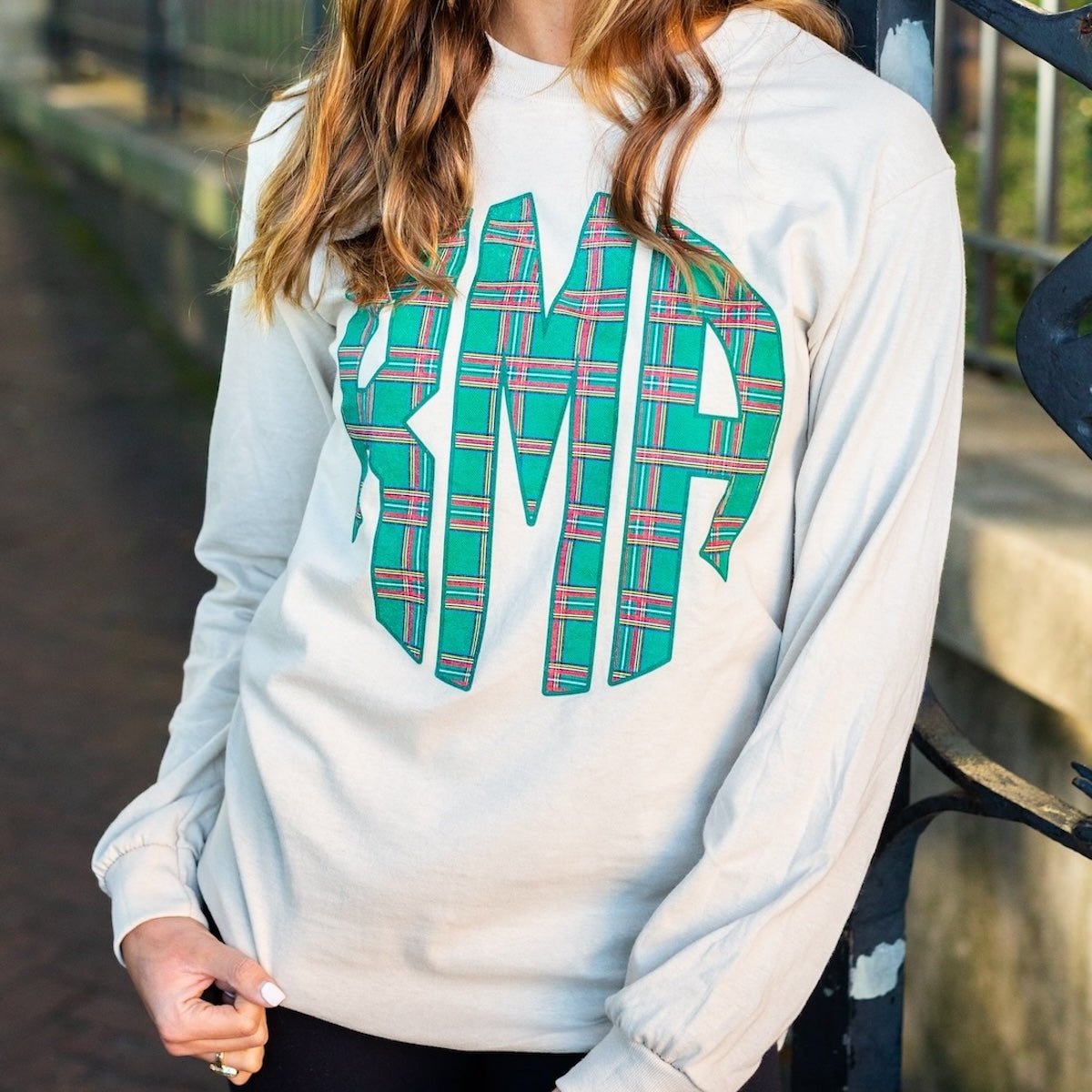 Monogrammed 'Christmas Plaid' Big Print Crewneck Sweatshirt - United Monograms