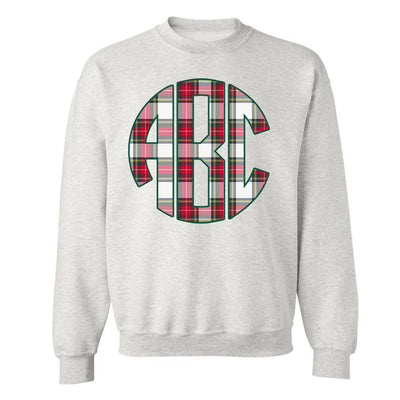 Monogrammed 'Christmas Plaid' Big Print Crewneck Sweatshirt - United Monograms