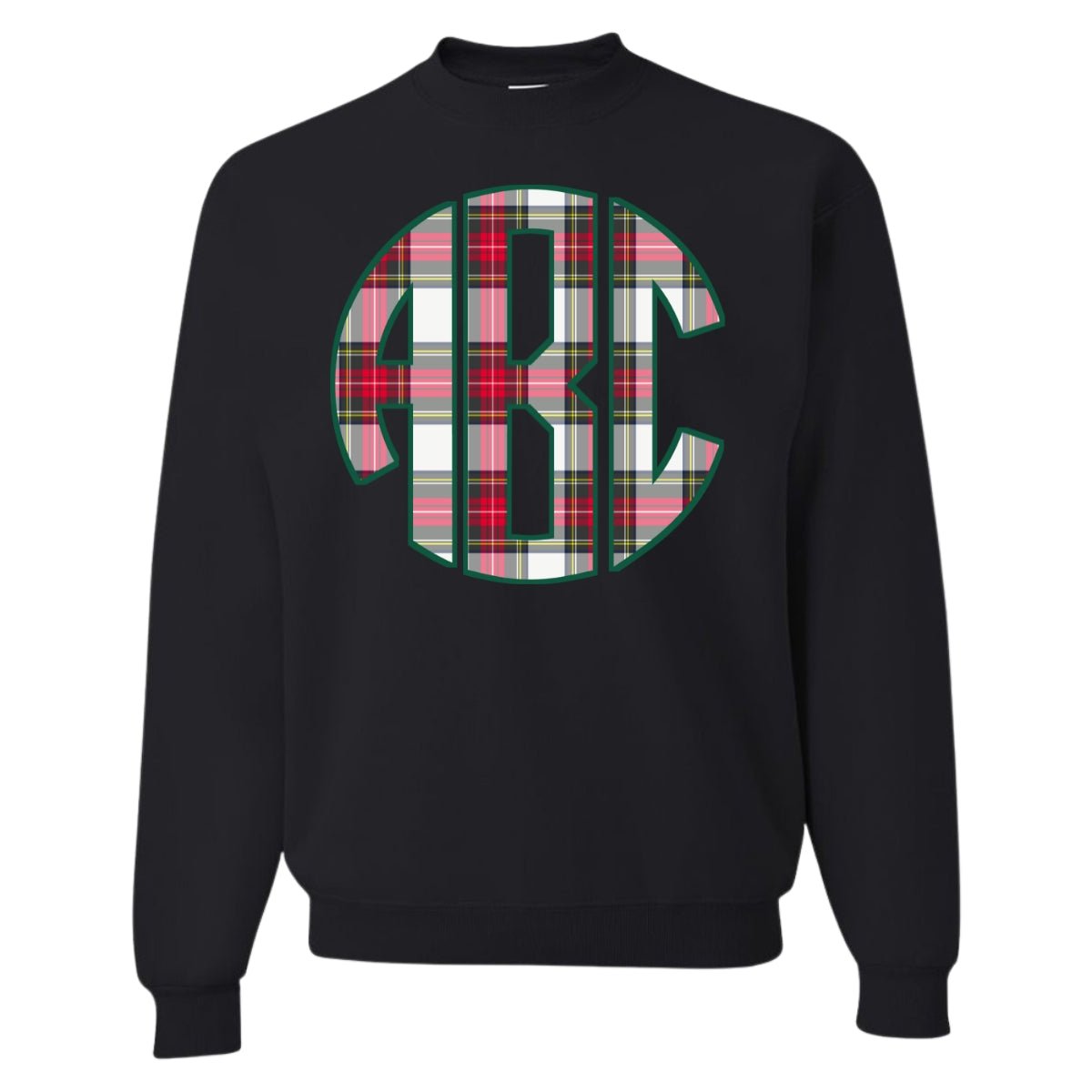 Monogrammed 'Christmas Plaid' Big Print Crewneck Sweatshirt - United Monograms