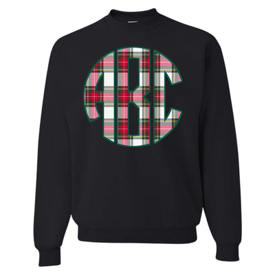 Monogrammed 'Christmas Plaid' Big Print Crewneck Sweatshirt - United Monograms