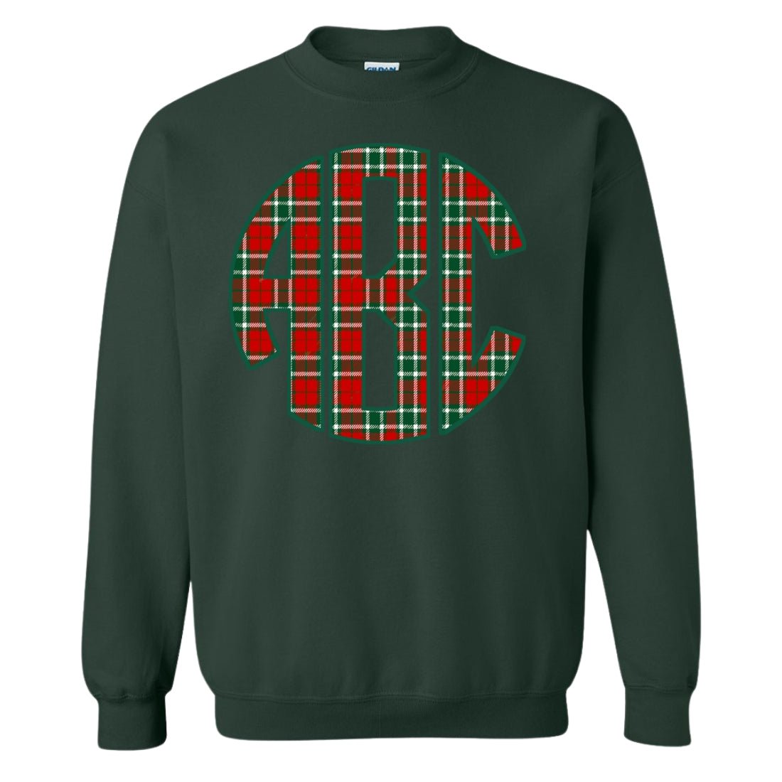 Monogrammed 'Christmas Plaid' Big Print Crewneck Sweatshirt - United Monograms