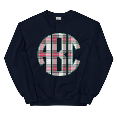 Monogrammed 'Christmas Plaid' Big Print Crewneck Sweatshirt - United Monograms