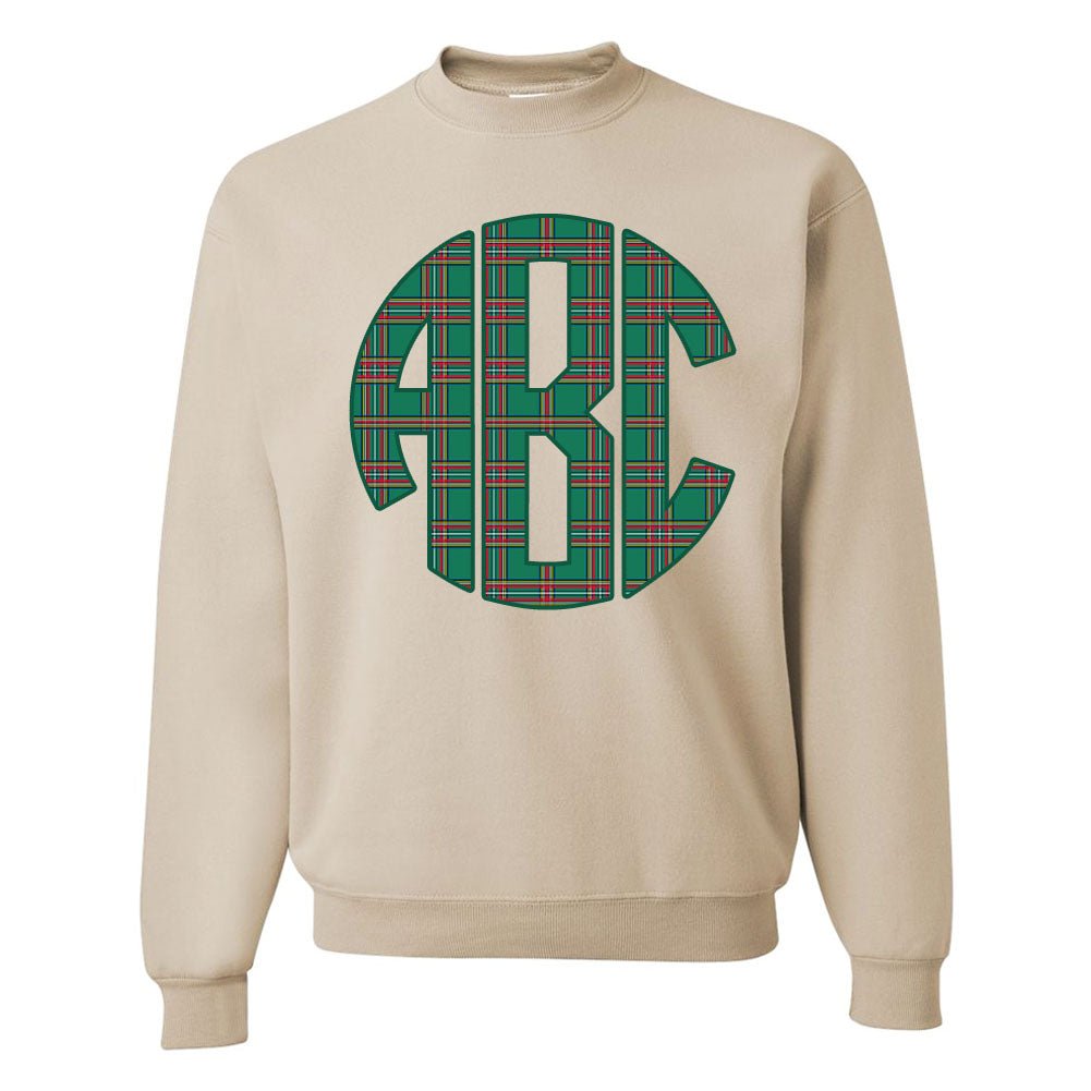 Monogrammed 'Christmas Plaid' Big Print Crewneck Sweatshirt - United Monograms