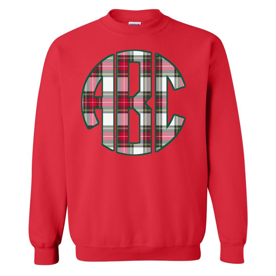 Monogrammed 'Christmas Plaid' Big Print Crewneck Sweatshirt - United Monograms
