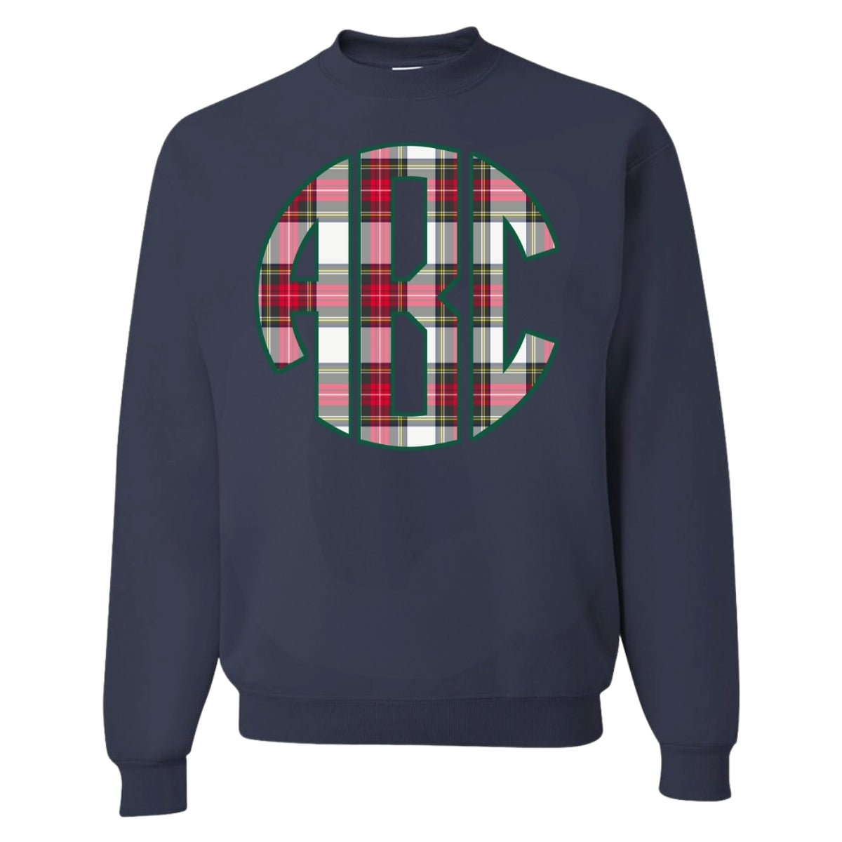 Monogrammed 'Christmas Plaid' Big Print Crewneck Sweatshirt - United Monograms