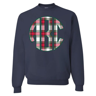 Monogrammed 'Christmas Plaid' Big Print Crewneck Sweatshirt - United Monograms
