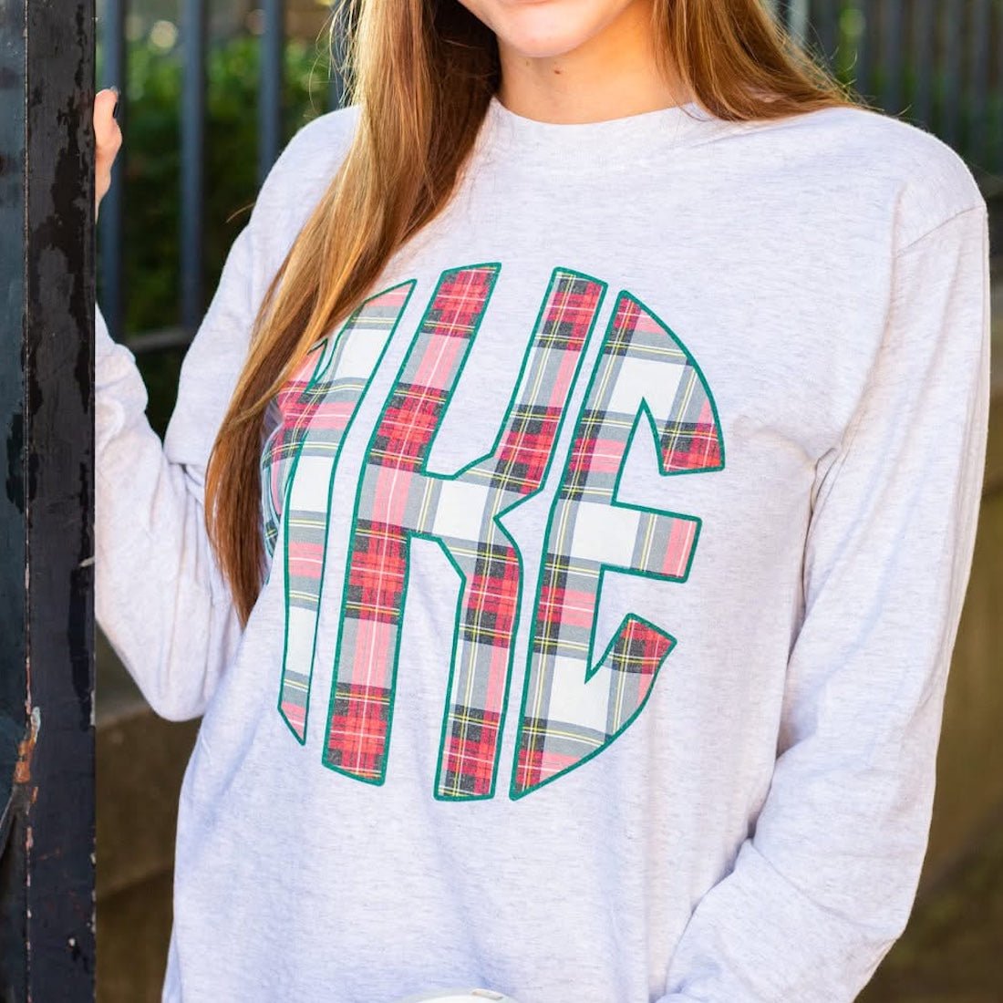 Monogrammed 'Christmas Plaid' Big Print Crewneck Sweatshirt - United Monograms