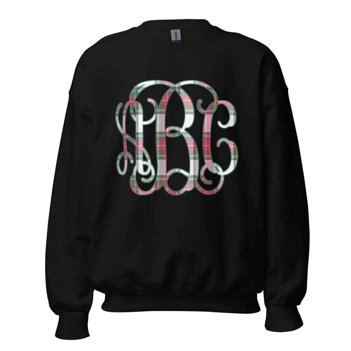Monogrammed 'Christmas Plaid' Big Print Crewneck Sweatshirt - United Monograms