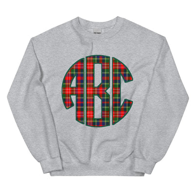 Monogrammed 'Christmas Plaid' Big Print Crewneck Sweatshirt - United Monograms