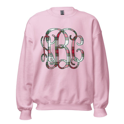 Monogrammed 'Christmas Plaid' Big Print Crewneck Sweatshirt - United Monograms
