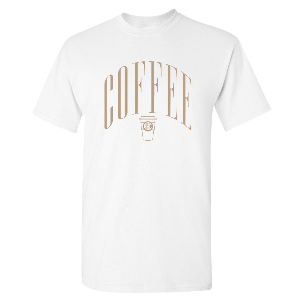 Monogrammed 'Coffee' Basic T-Shirt - United Monograms
