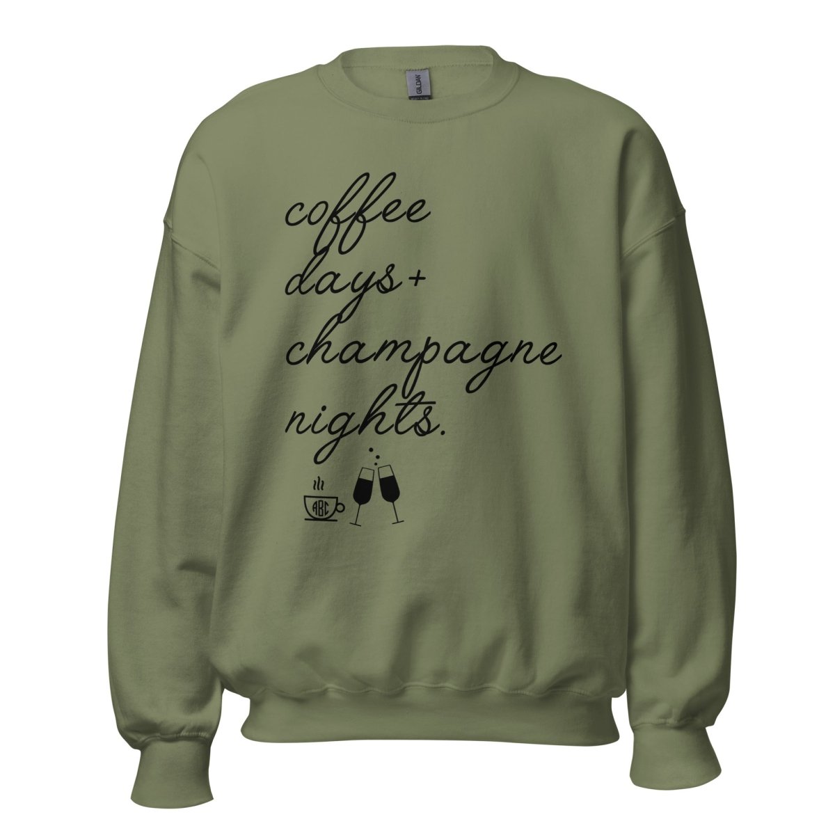 Monogrammed 'Coffee Days + Champagne Nights' Crewneck Sweatshirt - United Monograms