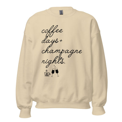 Monogrammed 'Coffee Days + Champagne Nights' Crewneck Sweatshirt - United Monograms
