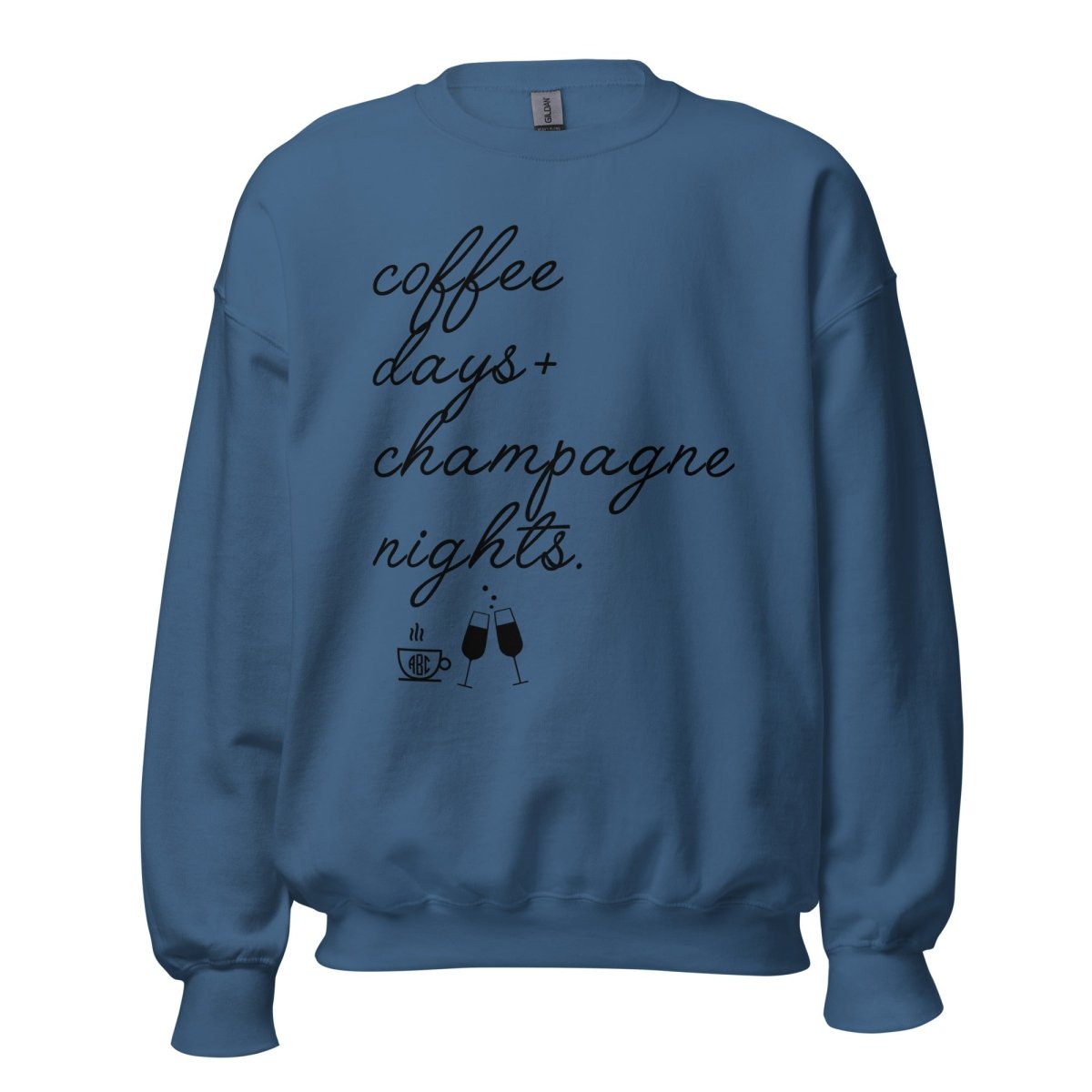 Monogrammed 'Coffee Days + Champagne Nights' Crewneck Sweatshirt - United Monograms