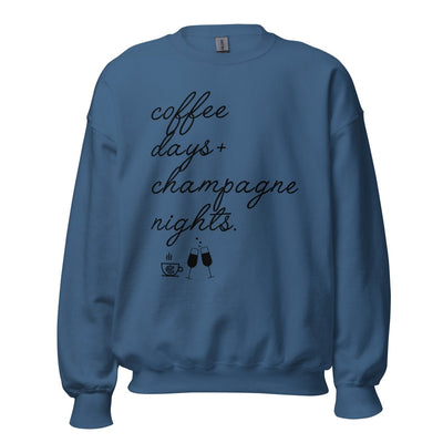 Monogrammed 'Coffee Days + Champagne Nights' Crewneck Sweatshirt - United Monograms