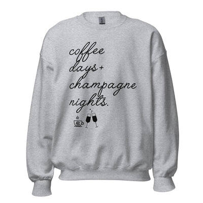 Monogrammed 'Coffee Days + Champagne Nights' Crewneck Sweatshirt - United Monograms
