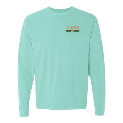 Monogrammed Coffee Designer Dupe Comfort Colors Long Sleeve T-Shirt - United Monograms