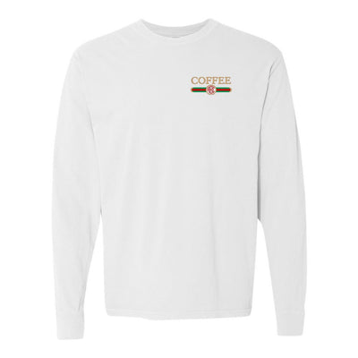 Monogrammed Coffee Designer Dupe Comfort Colors Long Sleeve T-Shirt - United Monograms