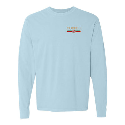 Monogrammed Coffee Designer Dupe Comfort Colors Long Sleeve T-Shirt - United Monograms