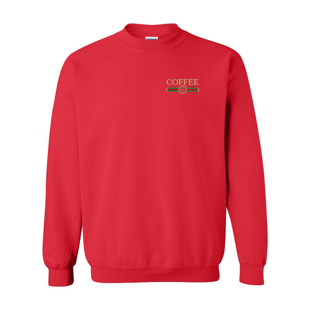 Monogrammed Coffee Designer Dupe Crewneck Sweatshirt - United Monograms