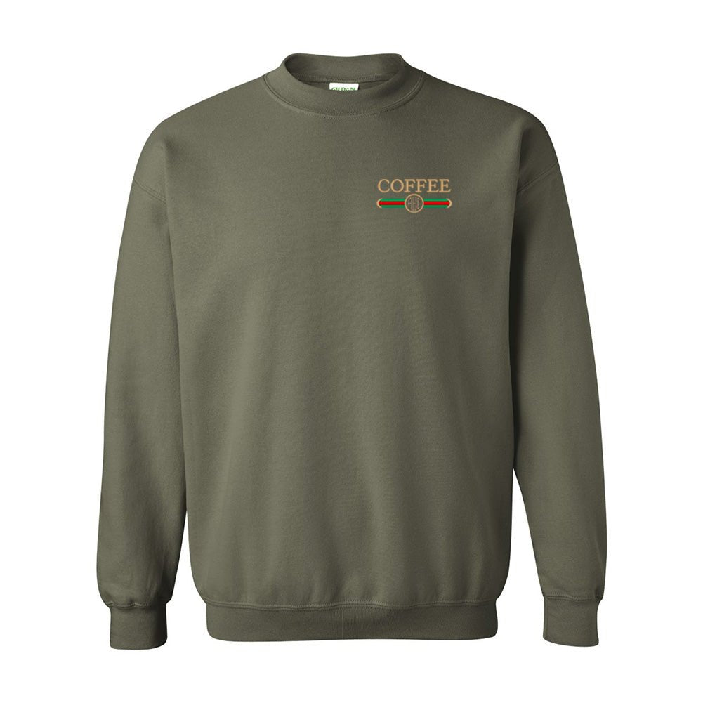 Monogrammed Coffee Designer Dupe Crewneck Sweatshirt - United Monograms