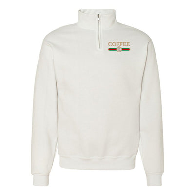 Monogrammed Coffee Designer Dupe Quarter Zip Sweatshirt - United Monograms