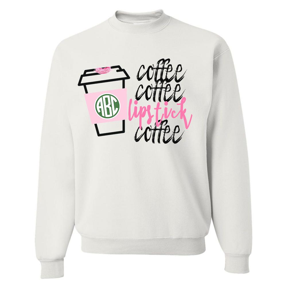 Monogrammed 'Coffee & Lipstick' Crewneck Sweatshirt - United Monograms