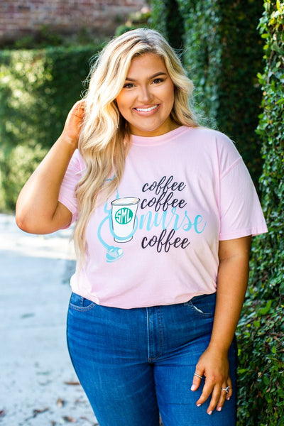 Monogrammed 'Coffee & Nurse' T-Shirt - United Monograms
