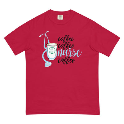 Monogrammed 'Coffee & Nurse' T-Shirt - United Monograms