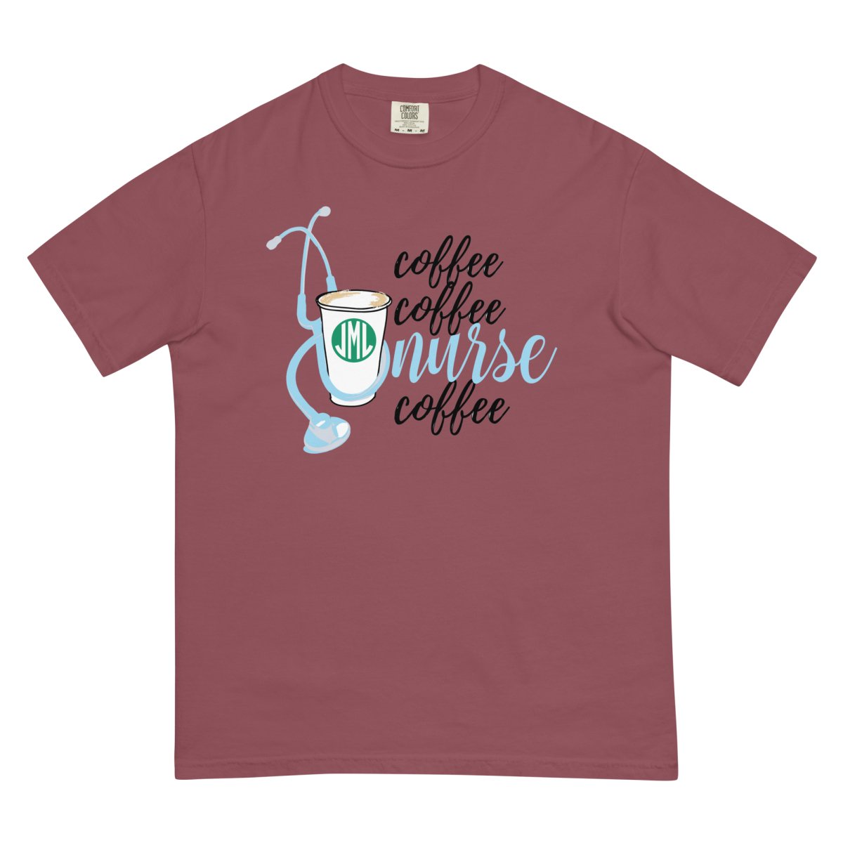 Monogrammed 'Coffee & Nurse' T-Shirt - United Monograms