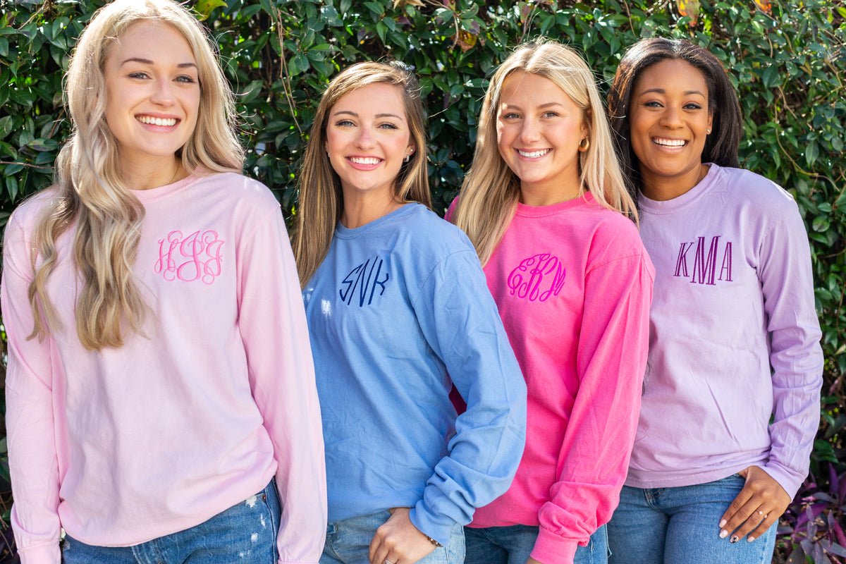 Monogrammed Comfort Colors Long Sleeve T-Shirt - United Monograms