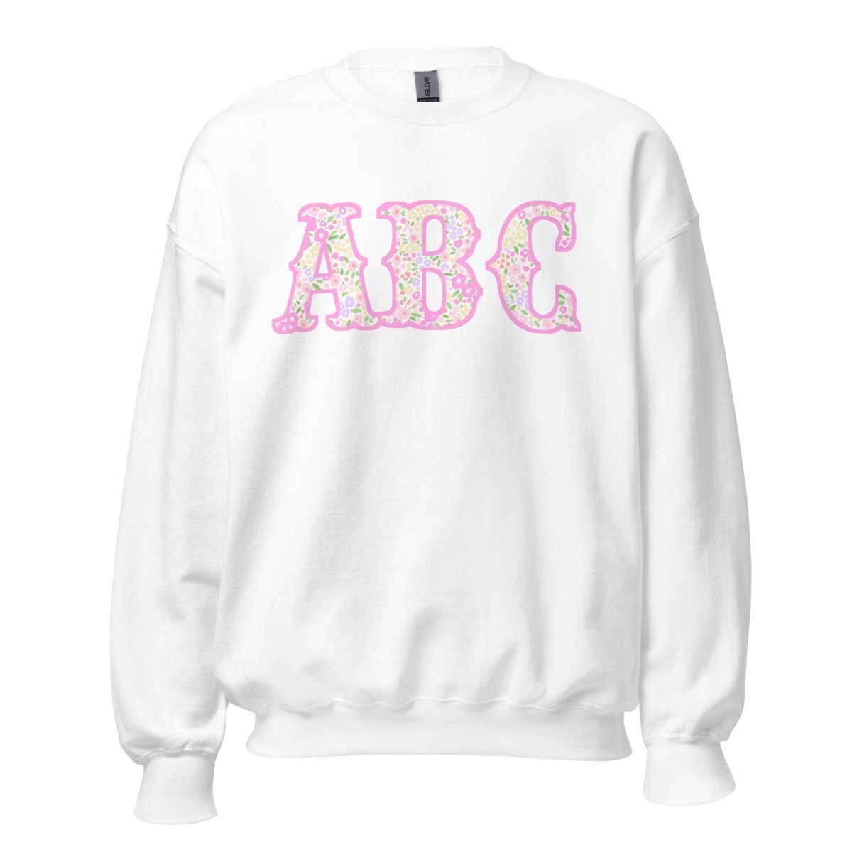 Monogrammed ‘Coquette Floral Patterns’ Big Print Crewneck Sweatshirt - United Monograms