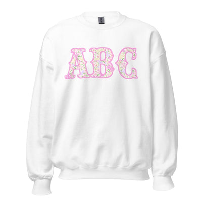 Monogrammed ‘Coquette Floral Patterns’ Big Print Crewneck Sweatshirt - United Monograms
